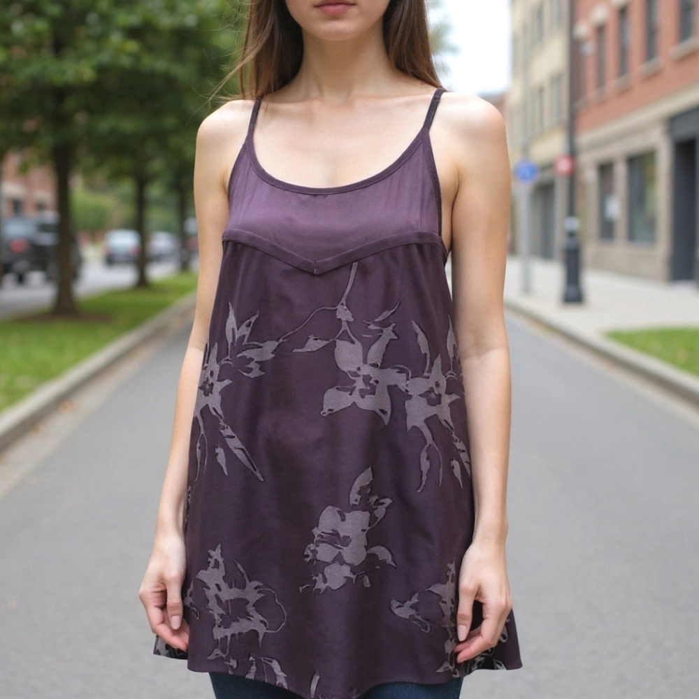 American Eagle Burnout Velvet Floral Racerback Cami